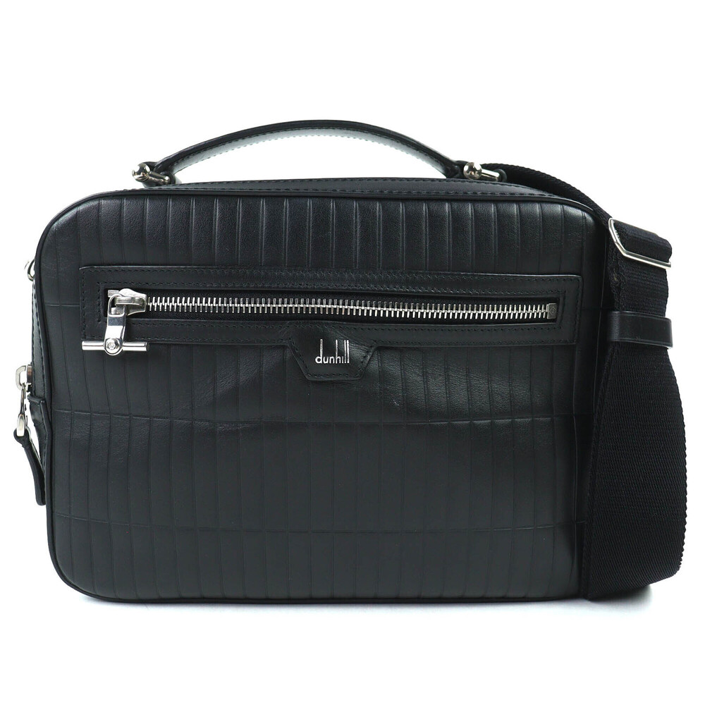 Dunhill Rollagas Top Handle Bag, Logo Embossed Calf Leather, 2-Way Shoulder B...